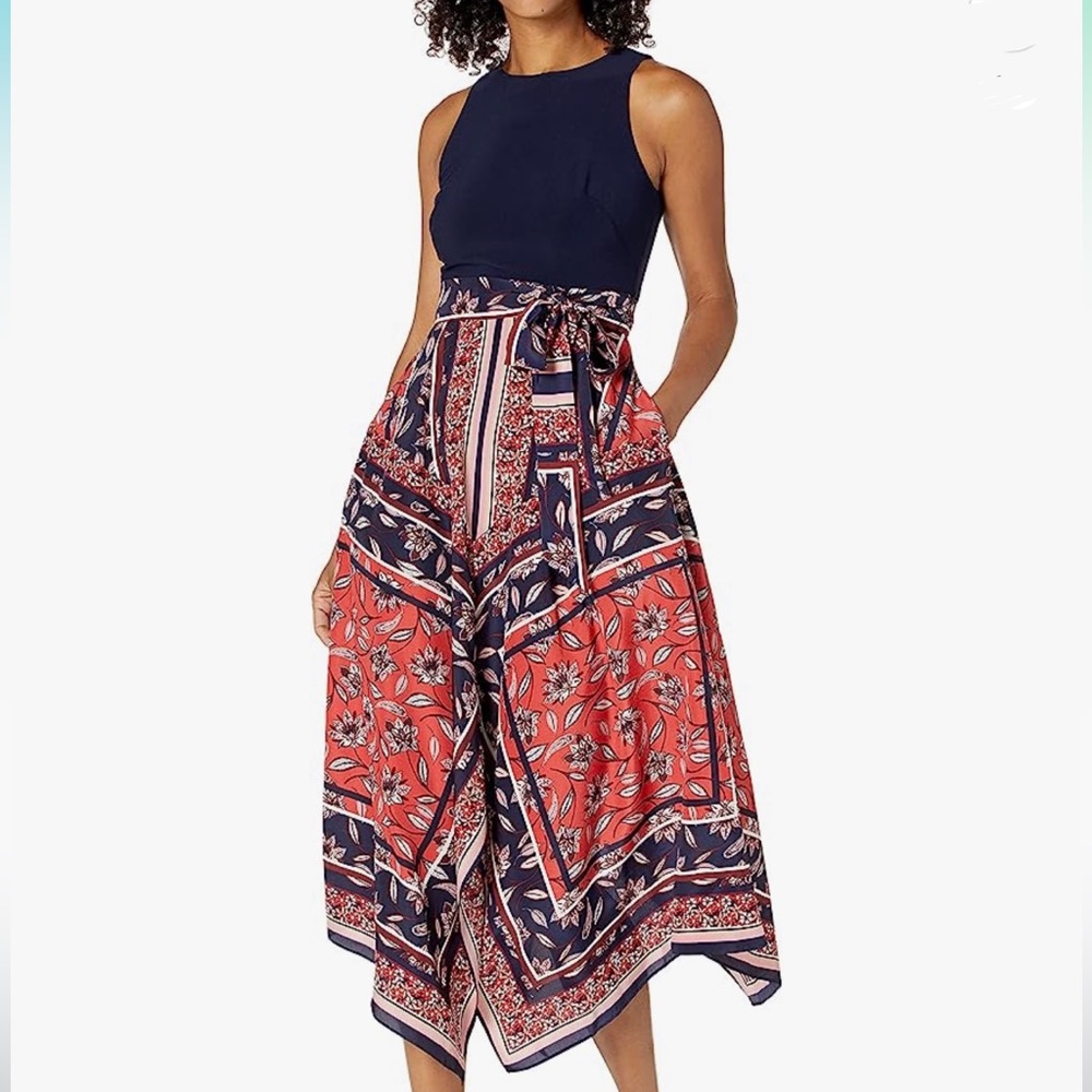 Vince Camuto Women's Hankerchief Hem Dress Size 6 Midi